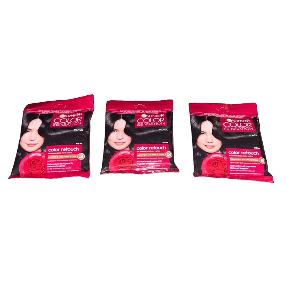 Garnier 3pk Color Sensation Color Retouch Black 40 ML Ammonia Free Hair Dye